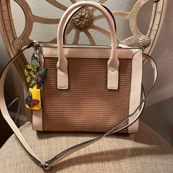 Purse Handbag Natural Ivory Tan Butterflies Summer - Picture 6 of 15